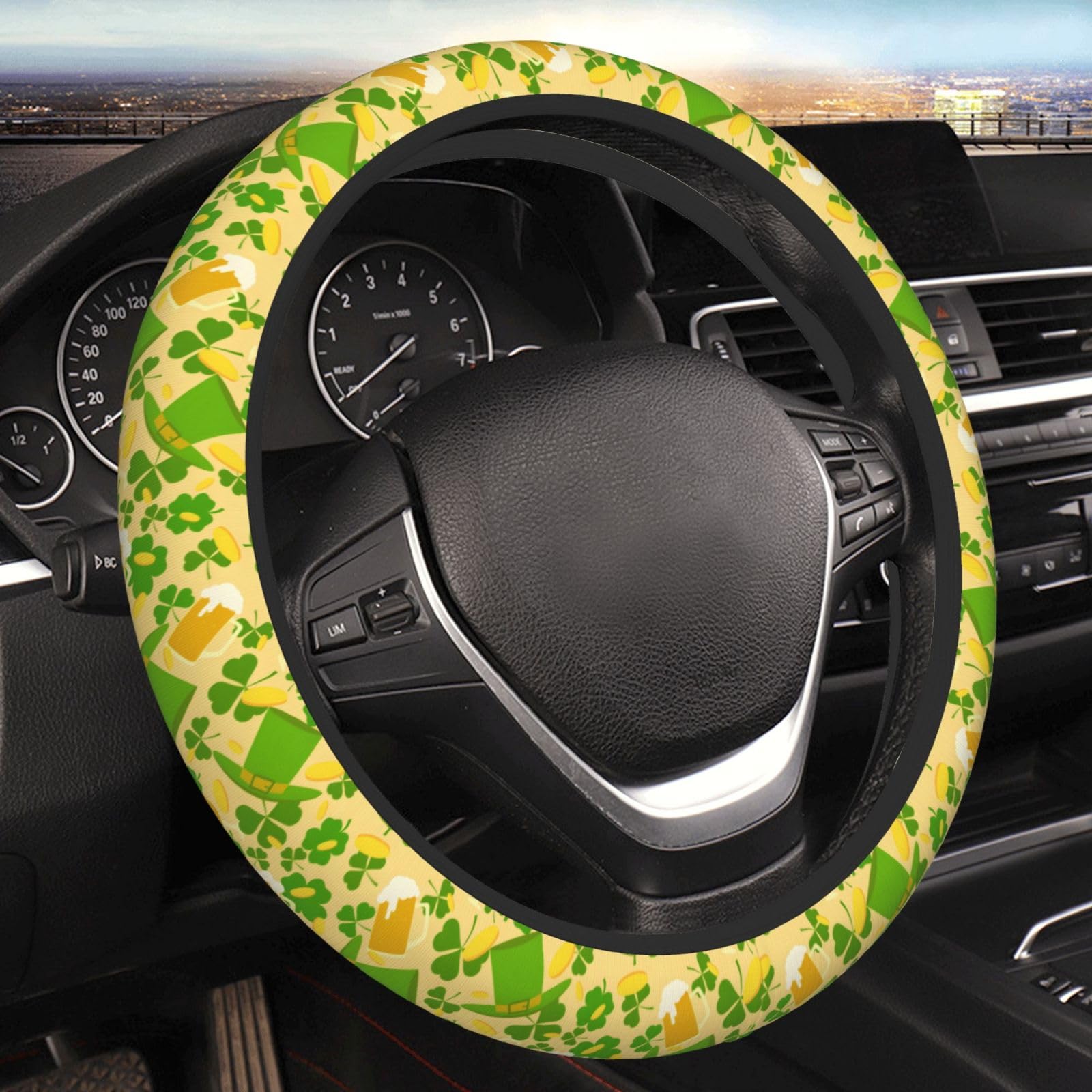 Lenkradbezug St. Patricks Tag Lenkrad Überzug Weich Steering Wheel Cover Auto Mode Auto Lenkrad Schutzhülle Für Frauen Fahrzeug SUV von Generic