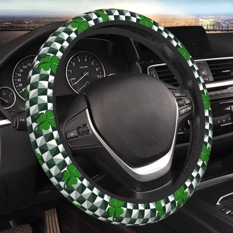 Lenkradbezug St. Patricks Tag Steering Wheel Cover Auto Schweißabsorbierende Lenkradschutz Anti Rutsch Auto Lenkrad Abdeckung Für Limousine Frauen LKW von Generic