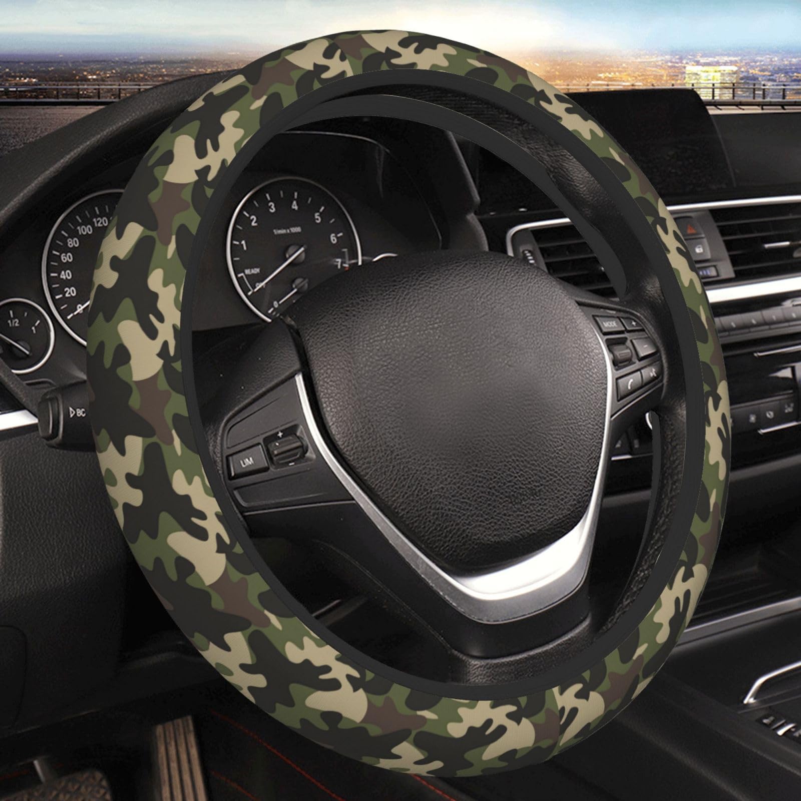 Lenkradbezug Tarnung Steering Wheel Cover Auto Verschleißfest Steering Lenkradschoner Weich Auto Lenkrad Abdeckung Für Fahrzeug SUV Frauen von Generic