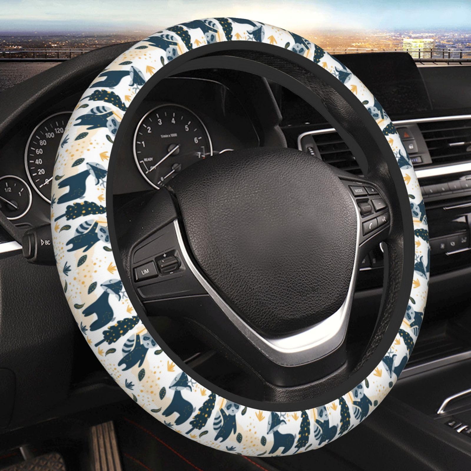 Lenkradbezug Waschbär Lenkradhülle Universal Steering Wheel Cover Auto Flauschig Auto Lenkrad Schutzhülle Für SUV Frauen Fahrzeug von Generic