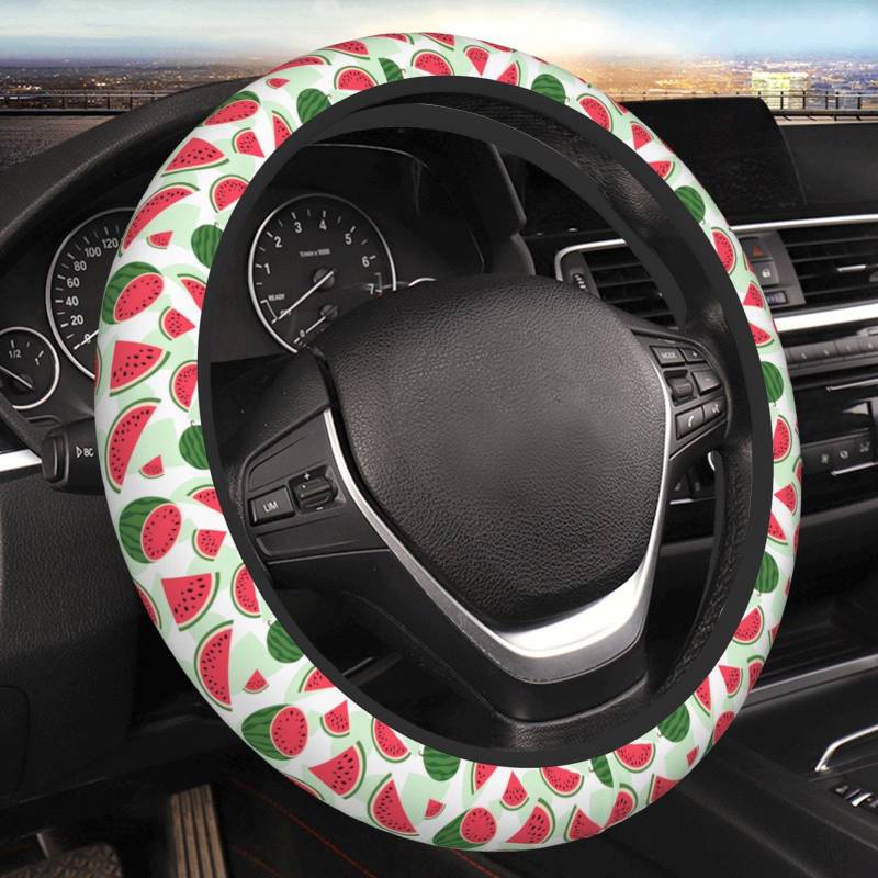 Lenkradbezug Wassermelone Auto Lenkrad Abdeckung Bequem Steering Lenkradschoner Elastizität Steering Wheel Cover Auto Für Männer LKW Frauen von Generic