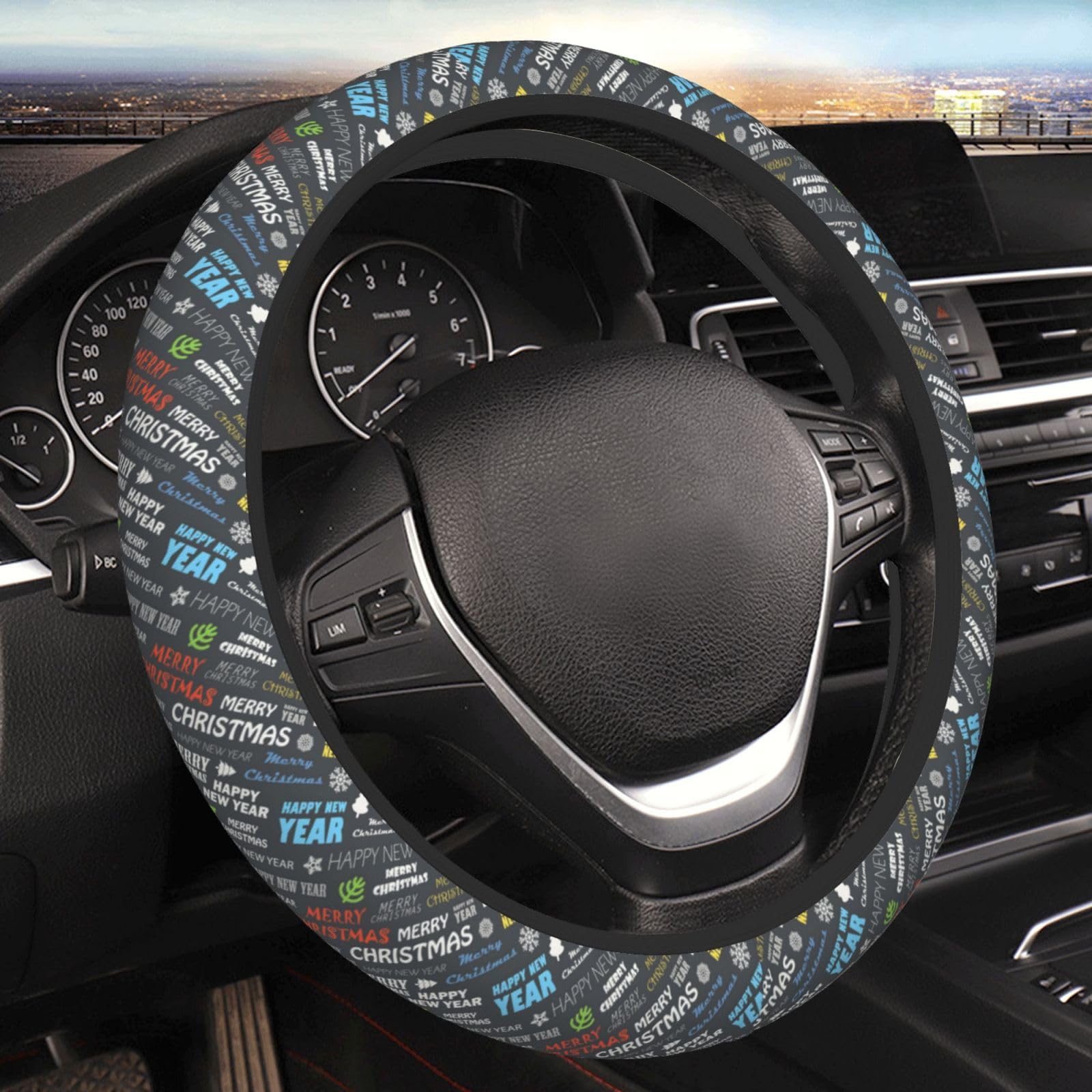 Lenkradbezug Weihnachten Steering Wheel Cover Auto Luxuriöse Lenkrad Schutzabdeckung Strapazierfähigem Lenkrad Überzug Für LKW Männer SUV von Generic