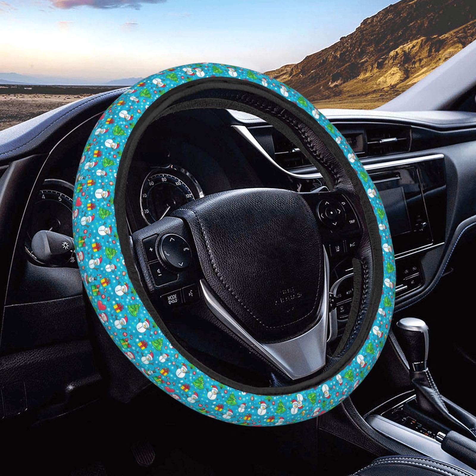 Lenkradhülle Weihnachtsmann, Schneemann, Und, Rentier Auto Lenkrad Abdeckung Sicherheit Lenkradcover Elastizität Steering Wheel Cover Auto Für Fahrzeug LKW Herren von Generic