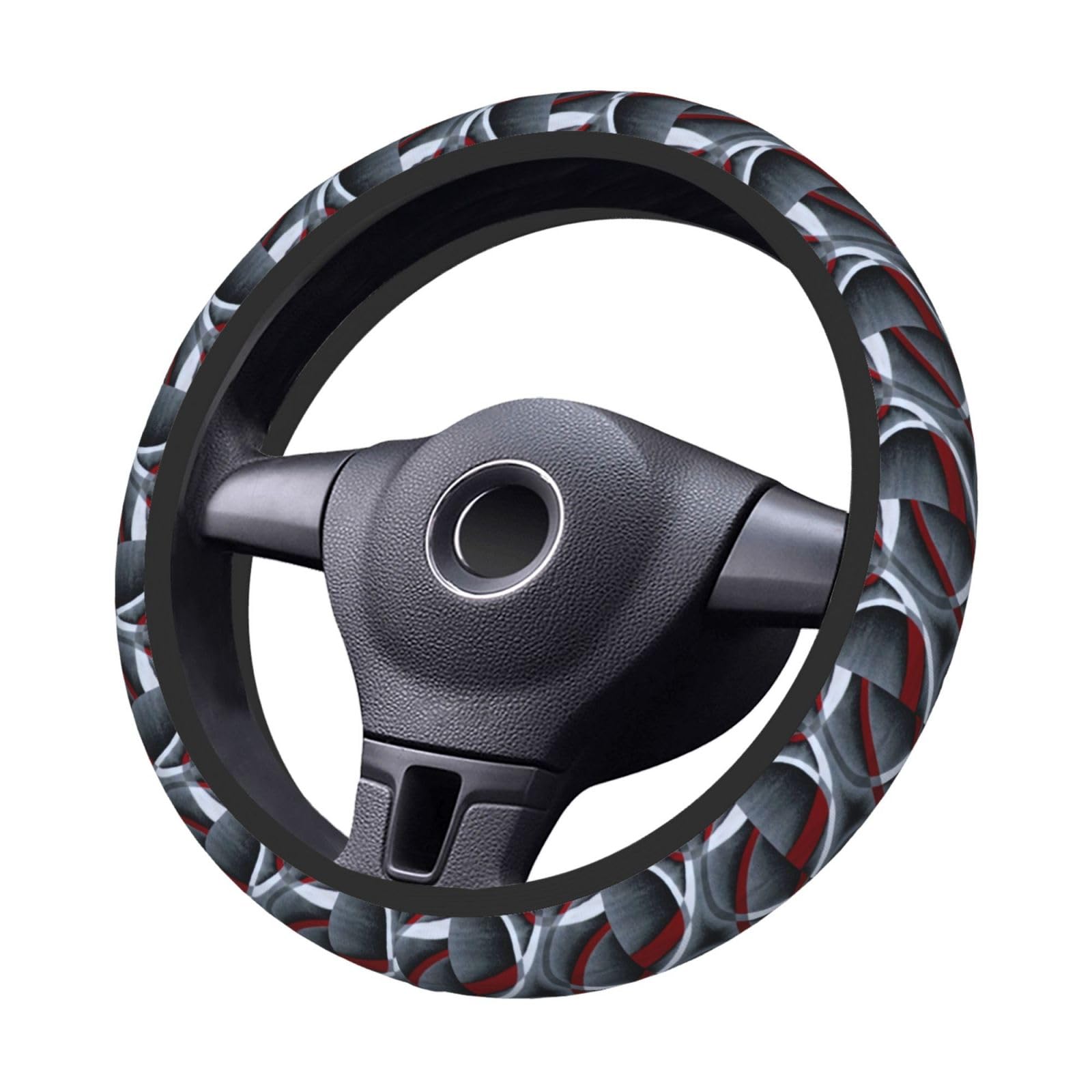 Lenkradschutz Grau Schwarz Rot Weiß Wirbel Schweiß Absorption Lenkradschoner Premium Steering Wheel Cover Für Herren Deko Zubehör 38Cm von Generic