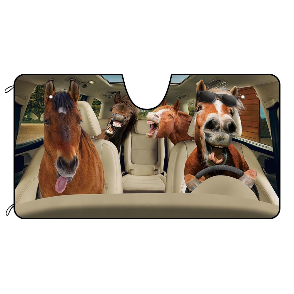 Lustiges Tier, Pferd, Familie, Singen Sonnenschutz Auto Frontscheibe Hitzeschutz Auto Windschutzscheibe Sonnenblende Wasserbeständig Auto Windschutzscheibe Sonnenschutz Universal M Lustiges Tier, Pferd, Familie, Singen Sonnenschutz Auto Frontscheibe Hitzeschutz Auto Windschutzscheibe Sonnenblende Wasserbeständig Auto Windschutzscheibe Sonnenschutz Universal M von Generic