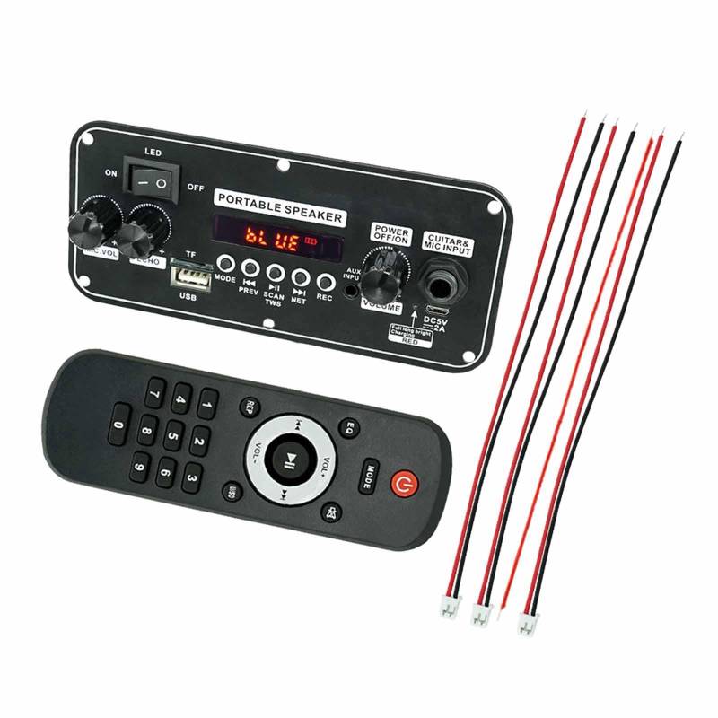 Generic MP3-Decoder-Board, Stereo-Audio-Receiver-Modul, Dekoder-Karten-Player-Modul mit Fernbedienung für Lautsprecher, Großes schwarzes Silikon von Generic