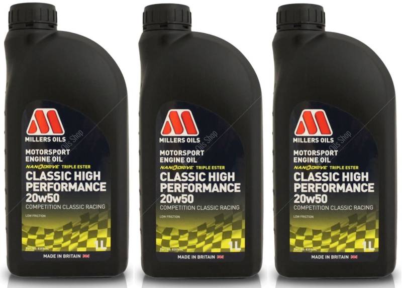 Millers Oils Motorsport Classic High Performance Triple Ester 20W50 Motoröl, 3 Liter von Generic