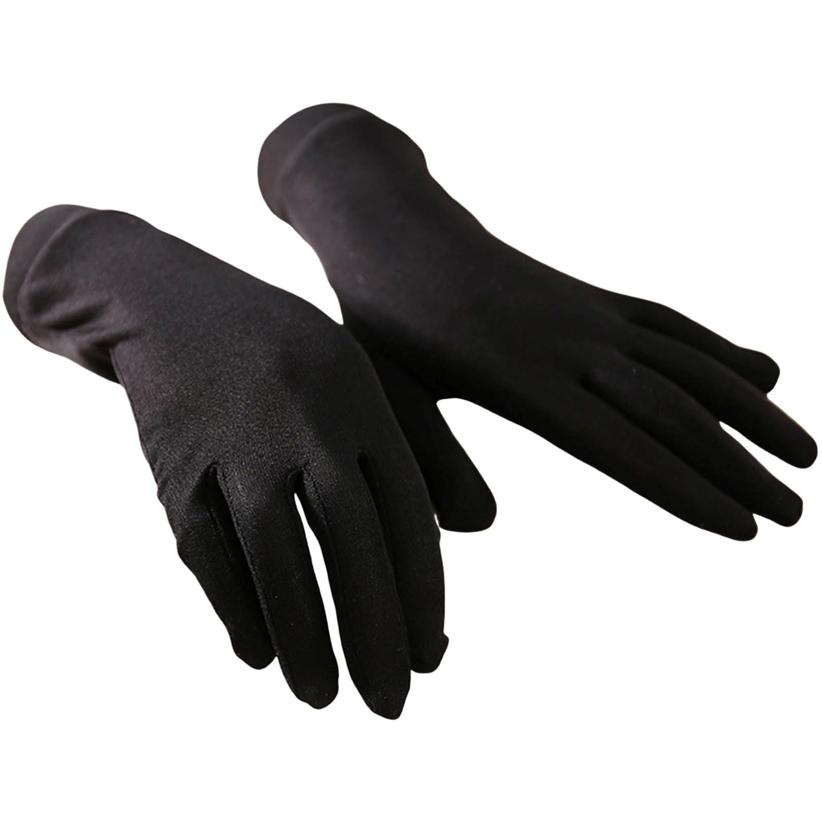 Modische, einfarbige Fünf-Finger-Handschuhe für Damen, atmungsaktive, einfarbige Etikette-Handschuhe mit Sonnenschutz FjE712 (Black, One Size) von Generic