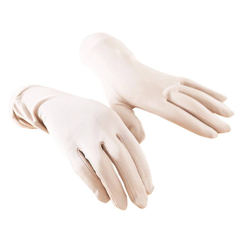 Modische, einfarbige Fünf-Finger-Handschuhe für Damen, atmungsaktive, einfarbige Etikette-Handschuhe mit Sonnenschutz WVt321 (Beige, One Size) von Generic