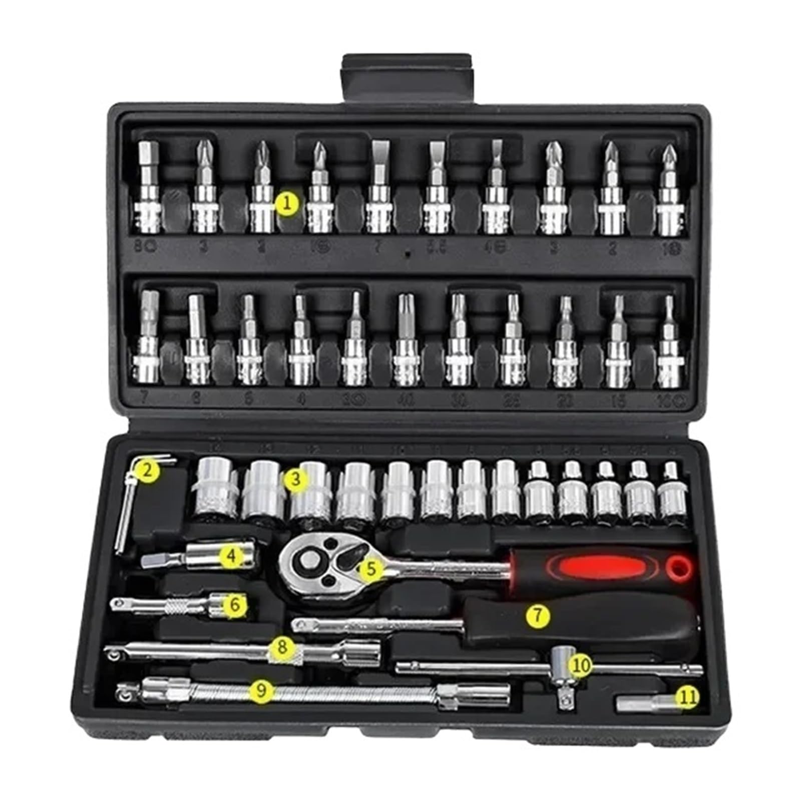 Motorrad 46 Stücke 1/4 Zoll Stick Sockel Ratschenschlüssel Set Komplette Auto Reparatur Kit For Auto Und Fahrrad Wartung Werkzeuge von Generic