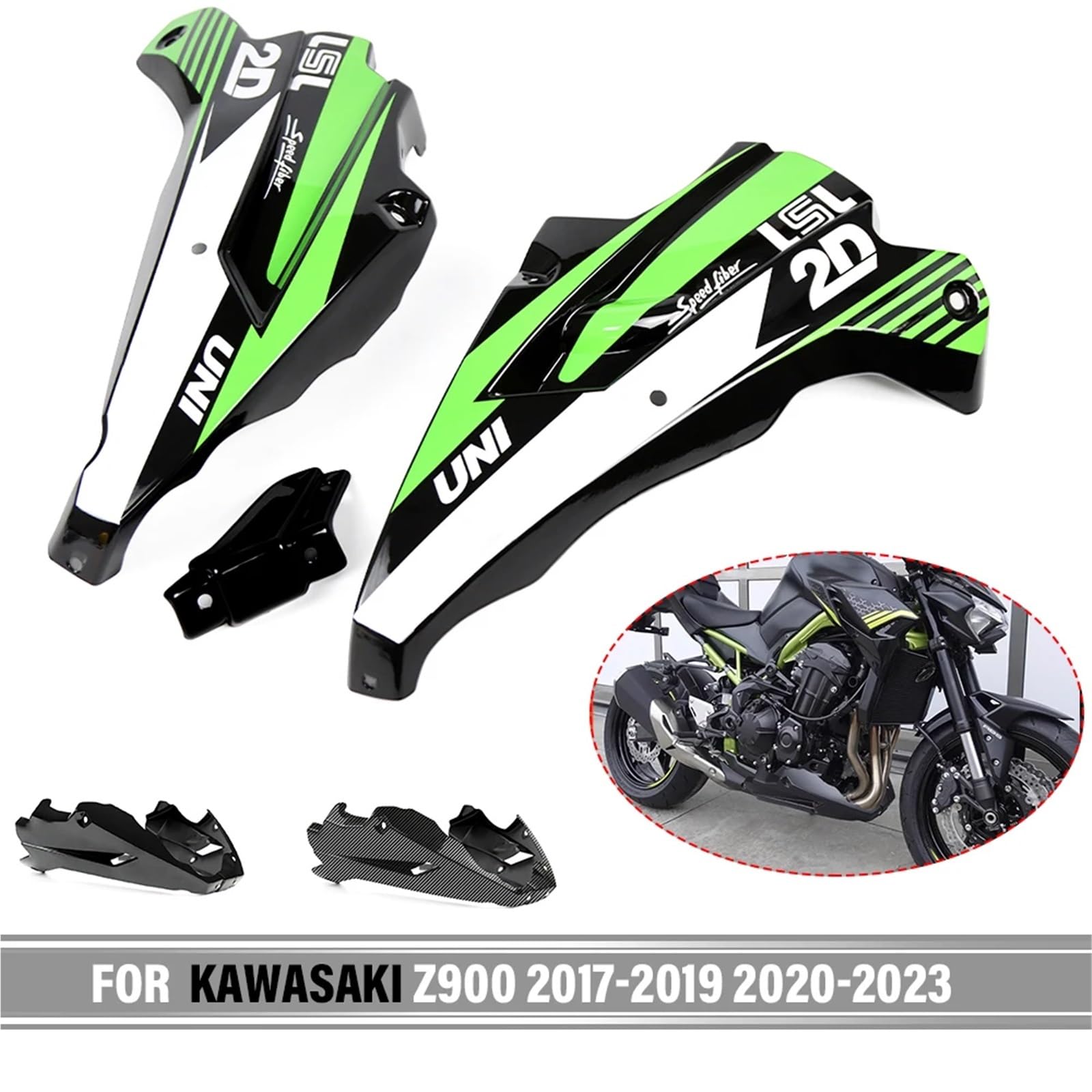 Motorrad-Kotflügel Für Kawasaki Z900 2017-2023 Motorrad Bauch Spoiler Untere für Panel Verkleidung Gugel Abdeckung Körper Rahmen Schutz(2017-2019 Forged) von Generic