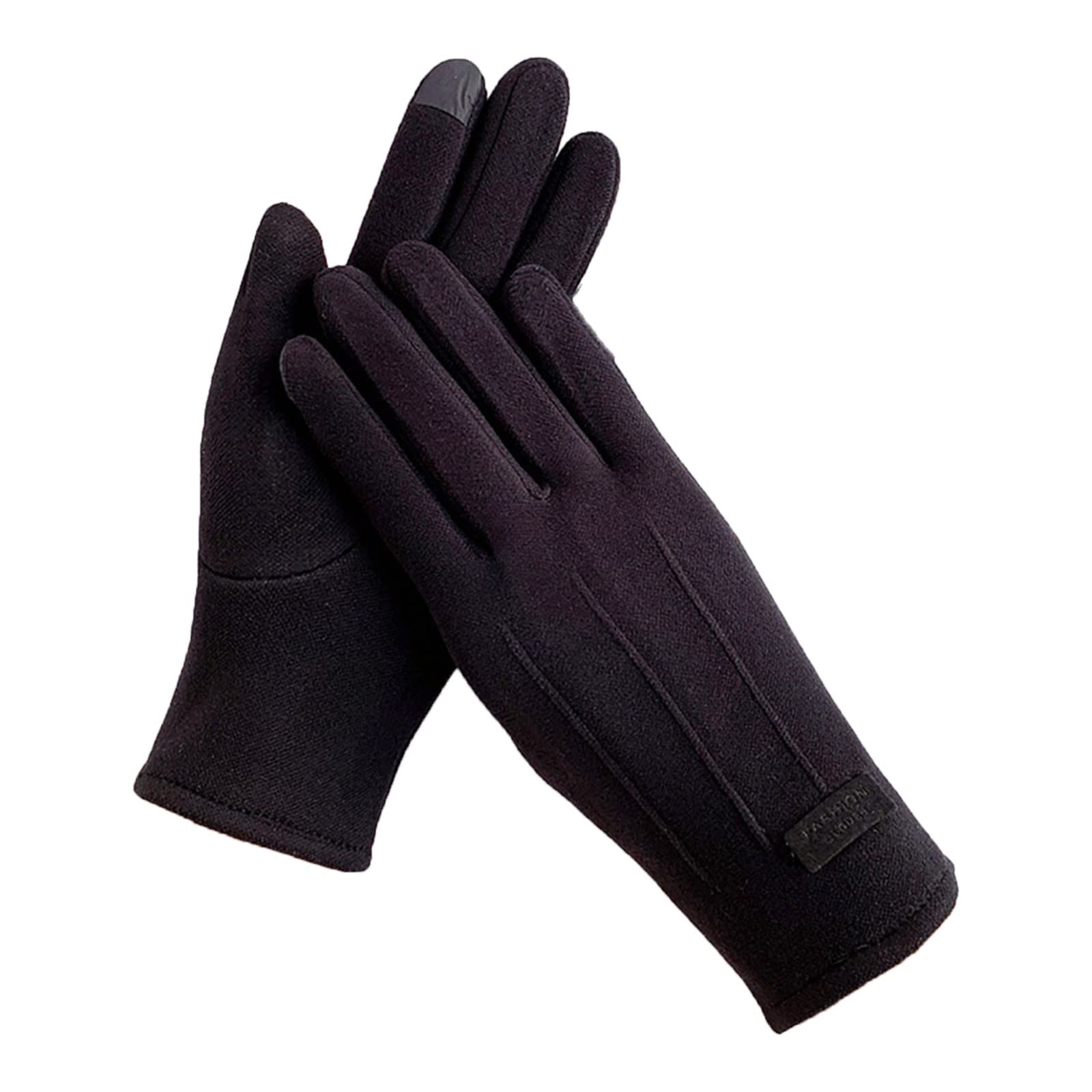 MüTze Und Handschuhe Damen Frauen Winter warm halten Bildschirm dünne Handschuhe Radfahren fahren Mode elegant Buchstabe Mark winddicht Daunenhandschuhe Damen (Black, One Size) von Generic