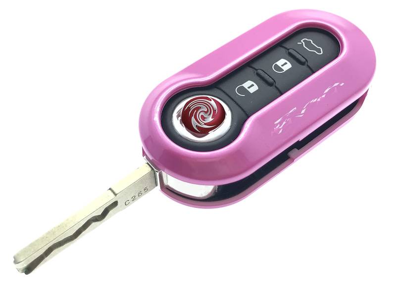 Nordecco Glänzende Schlüsselanhänger-Schutzhülle, kompatibel mit Fi at 500C 500-500L ABARTH GRANDE BRAVA PANDA STILO LINEA 3 Tasten, Einheitsgröße (Fuchsia Cranberry Pink) von Generic