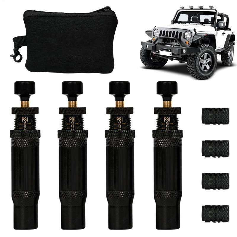 Off-Road-Reifenablassventile – verstellbares Luftablassventil-Set (10–30 PSI) | 4x4 Spin-On-Inflator-Werkzeug mit Auto-Stopp-Funktion | Schnelles und effizientes Reifenablassen für Offroad-Fahrzeuge u von Generic