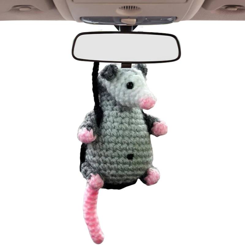 Opossum Auto Anhänger, Netter Rückspiegel - Auto Anhänger, Handgestrickter Rückspiegel Spiegel Anhänger für die Wanddekoration von Generic