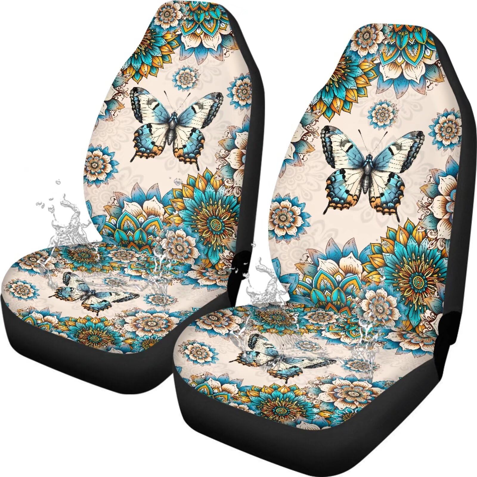 Pkw-Sitzbezug Boho Mandala Schmetterling Sitzbezüge Für Autositz Klassische Auto-Schonbezüge Luxus Sitzbezüge Für Autos SUV Beifahrer von Generic