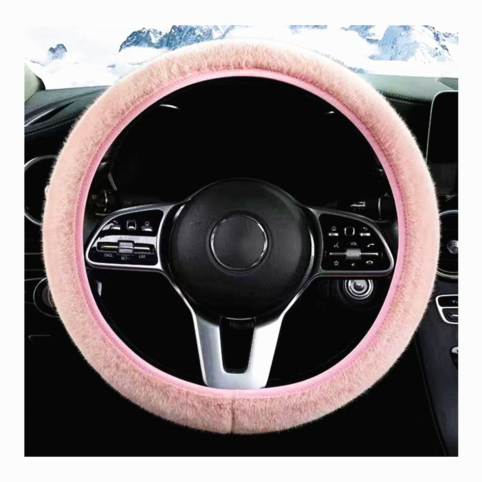 Plüsch Lenkradbezug Warm Plüsch Auto Lenkrad für Winter Universal Fit Lenkrad Außen Auto Zubehör Dekoration Durchmesser 37-39cm Rosa von Generic