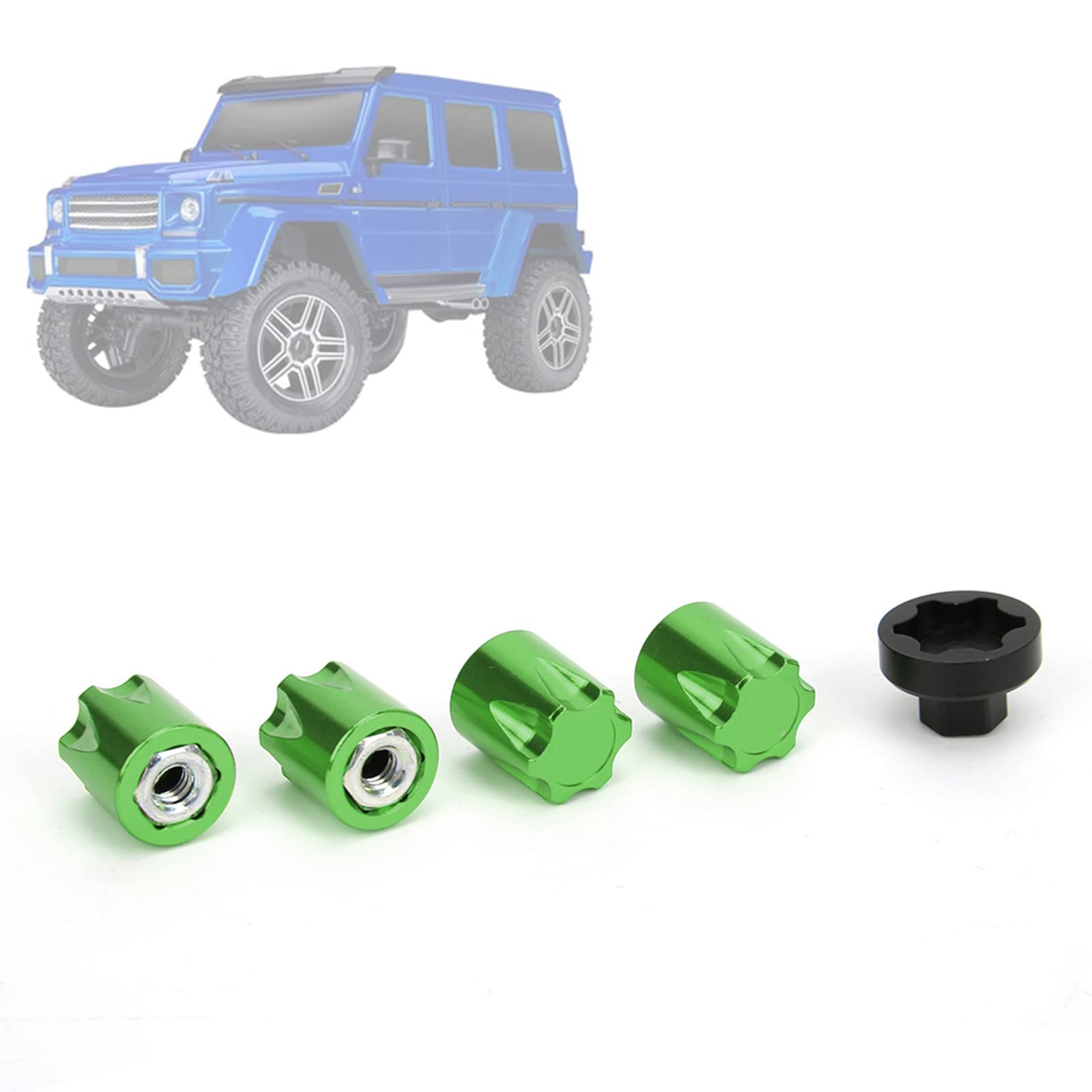 RC M4 Radmutter 4 Stück Felgenmittenkappe M4 Mutter Felgenmittenabdeckung RC Auto Felgenmittenkappenadapter Felgenmittenkappennabe Passend für TRX4, Axial SCX10 90046 D90 (Green) von Generic