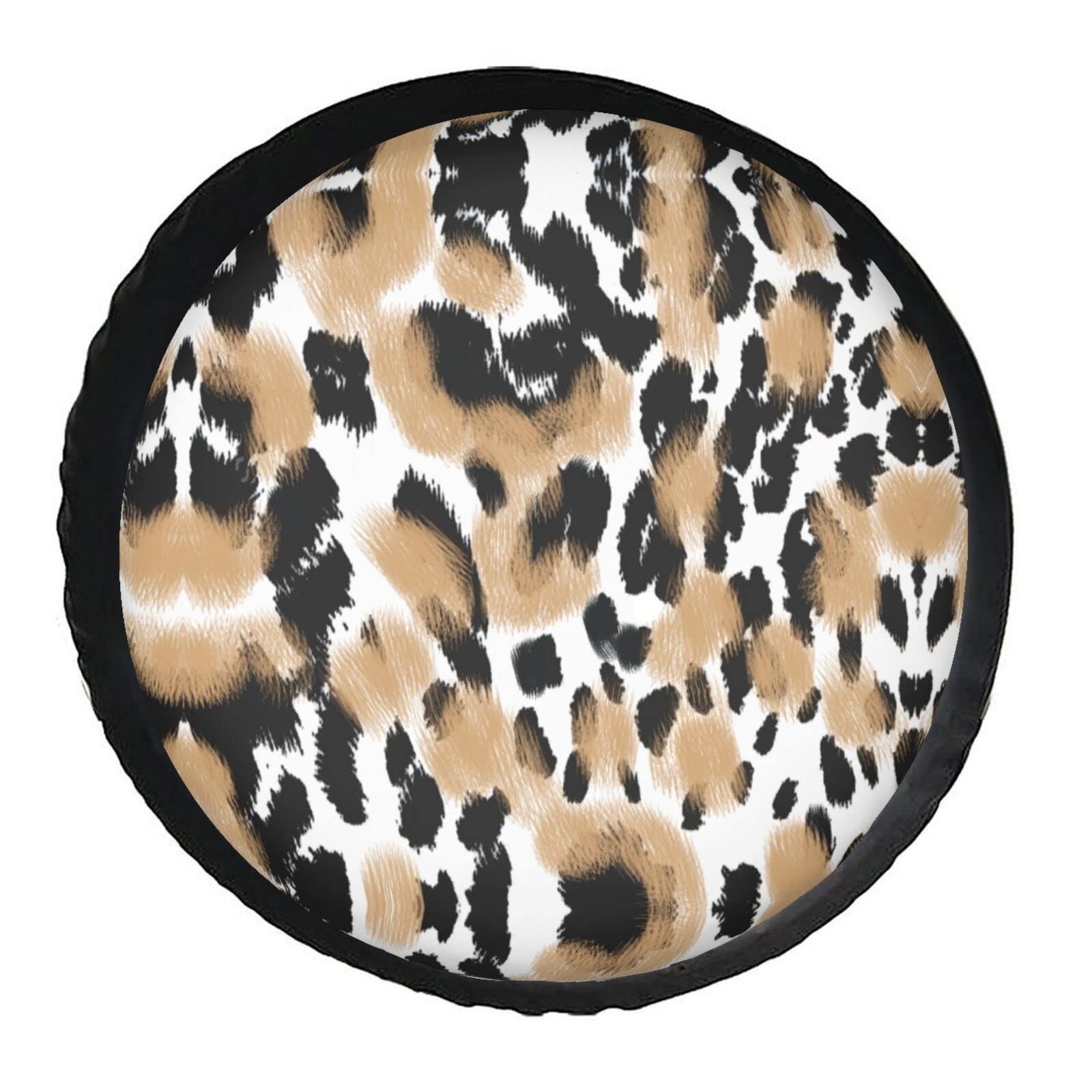 Radabdeckung Tierischer Leopardendruck Tire Cover Staubdicht Ersatz Reifen Abdeckung Schmutzfest Spare Tire Cover Für Ersatzradreifen Wohnmobile 4 Saison 15 inch von Generic