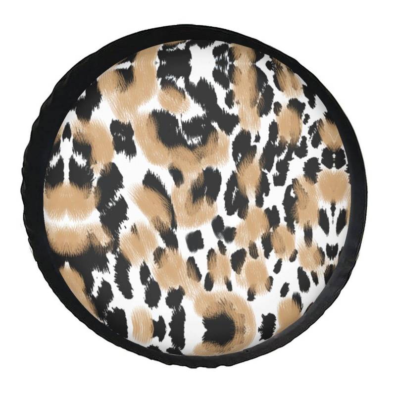 Radabdeckung Tierischer Leopardendruck Tire Cover Staubdicht Ersatz Reifen Abdeckung Schmutzfest Spare Tire Cover Für Ersatzradreifen Wohnmobile 4 Saison 15 inch von Generic