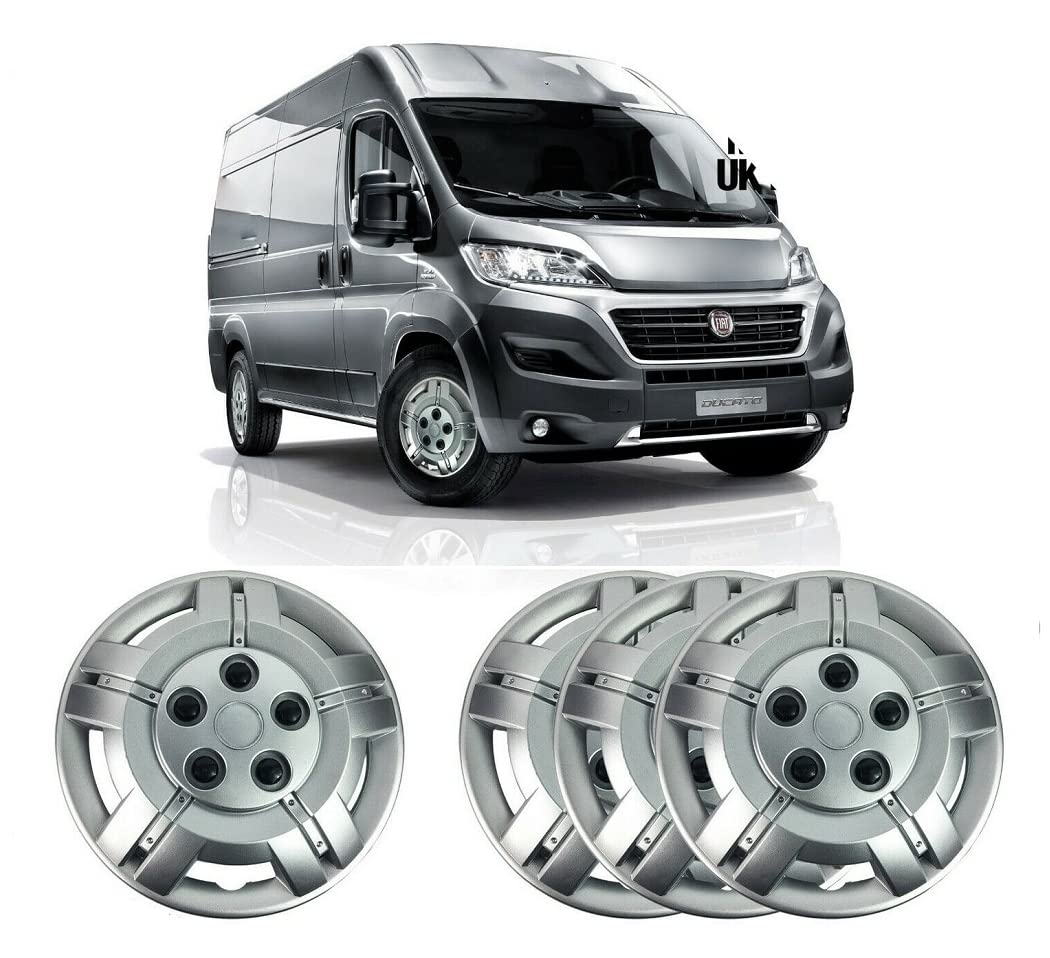 Radkappen für Fiat Ducato, 38,1 cm, massives Silber, unzerbrechlich, 4 Stück von Generic