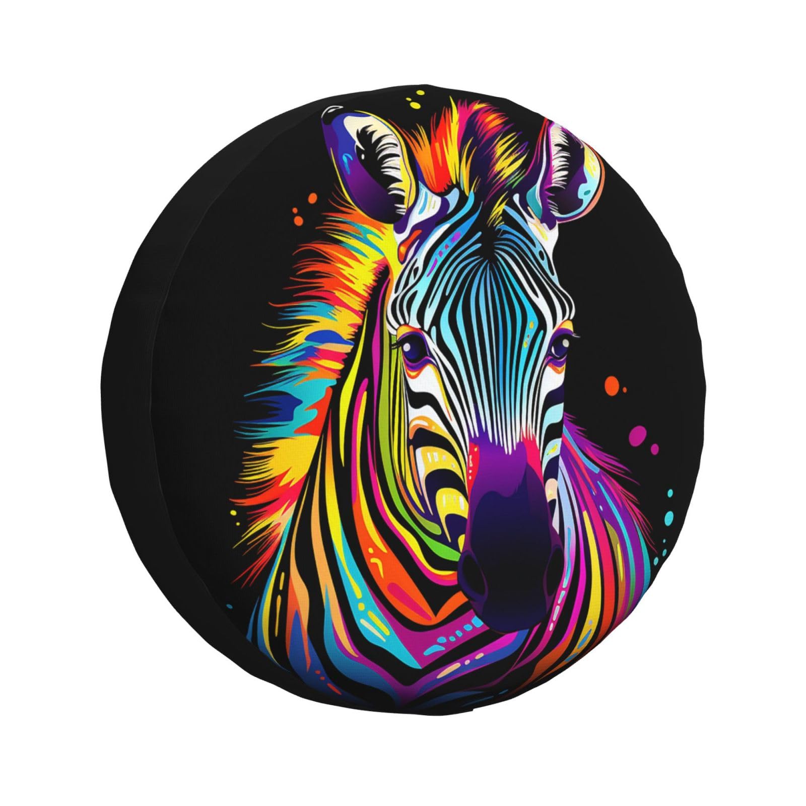 Radschutzhülle Regenbogen Bunter Zebra-Tierdruck Reserveradabdeckung Schmutzfest Tire Cover Staubdicht Radabdeckung Für Caravan Viele Fahrzeug Truck 16 inch von Generic