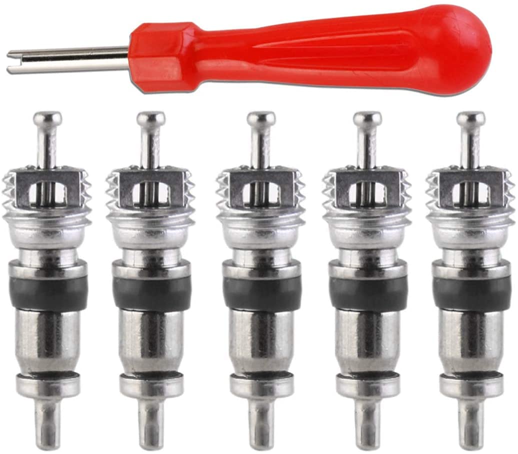 Red Tire Valve Core Remover Removal Tool Key & 5 Ventilkerne für Auto LKW Motorrad Ersatzreifen Reifen Ventilschaft Kern Teil Langlebig und modisch von Generic