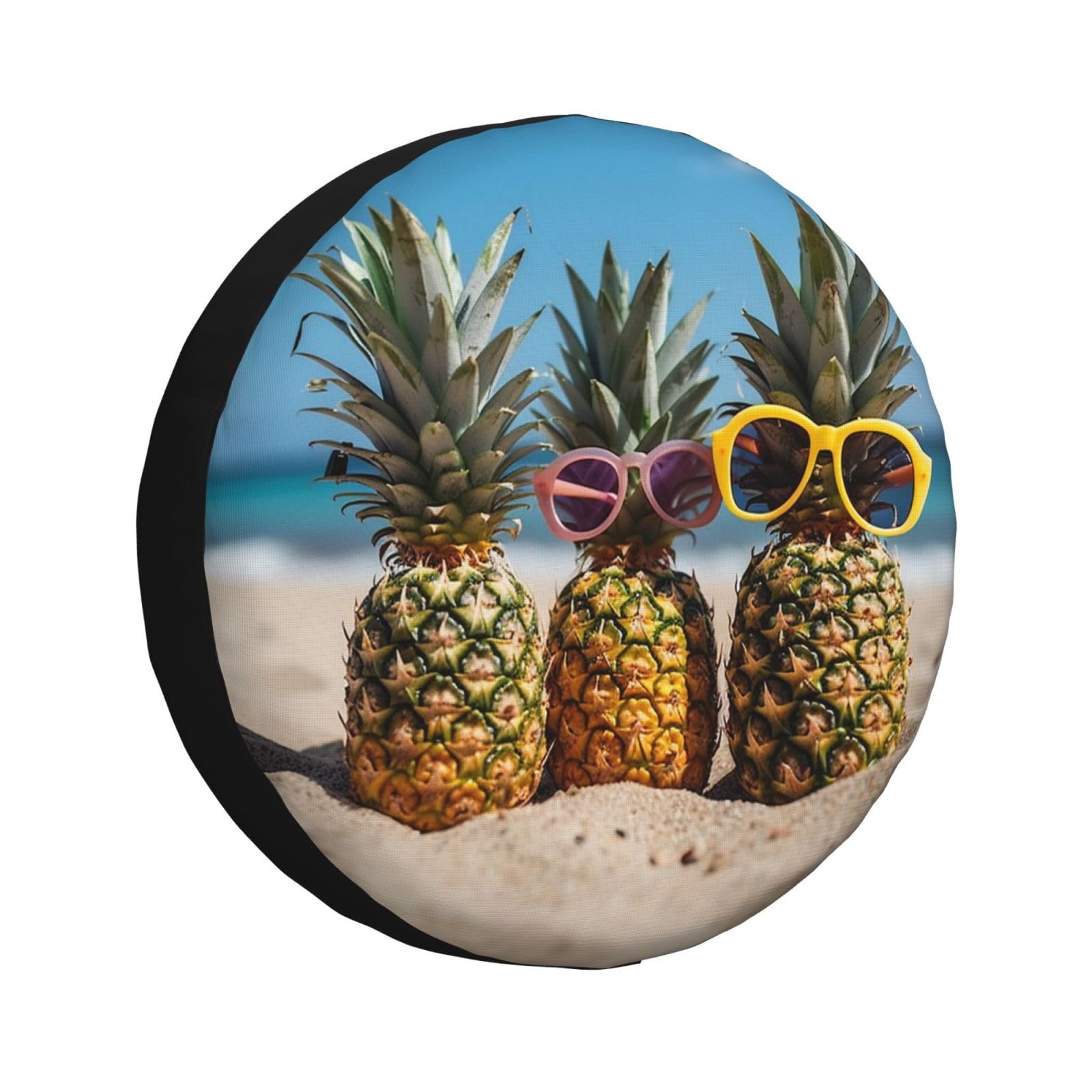 Reifen Tasche Ananas Frucht Sand Strand Reifenabdeckung Mit Kordelzug Ersatzradabdeckung Wasserdicht Spare Tire Cover Für Geländewagen Anhänger Wohnmobile 14 inch von Generic