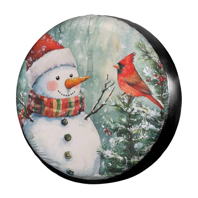 Reifen Tasche Schneemann Roter Vogel Tire Cover Passend Ersatzradabdeckung Universal Reifencover Für 4 Saison Ersatzradreifen Truck 16 inch von Generic