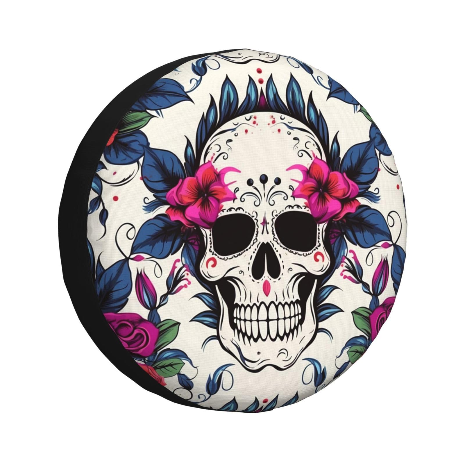 Reifenabdeckung Mexiko Totenkopf Blume Roses Skelett Radschutzhülle Premium Reifenabdeckungen Personalisierte Ersatzradabdeckungen Für SUV Truck Trailer 15 inch von Generic