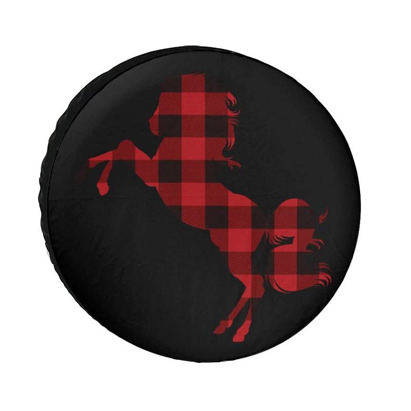 Reifencover Buffalo Plaid Horse Druck Ersatzradabdeckung Universale Rad Abdeckung Personalisierte Ersatz Reifen Abdeckung, Für Wohnmobile, Auto, 14in von Generic