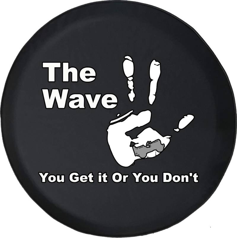 Reifencover Der Wave-Club „Get It Or Don’T“ Auto Reserverad Abdeckung Passend Tire Cover Staubdicht Autoreifen Schutzhülle Für Wohnmobile 4 Saison Geländewagen 16 inch von Generic