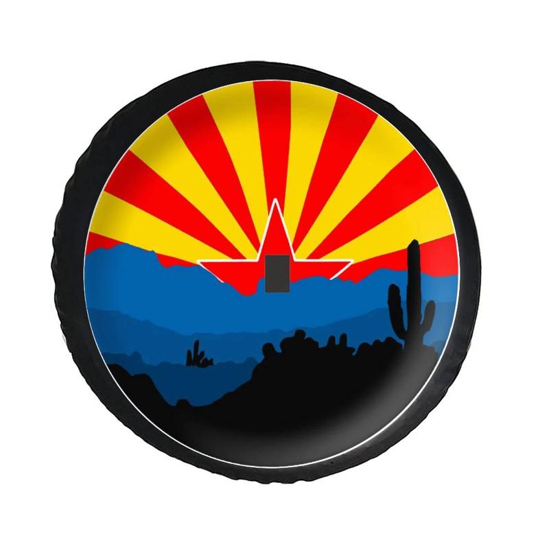 Reifencover Flagge des Staates Arizona Rad Abdeckung Universale Auto Ersatzreifen Abdeckung Personalisierte Ersatz Reifen Abdeckung, Für Wohnmobile, SUV, 15in von Generic