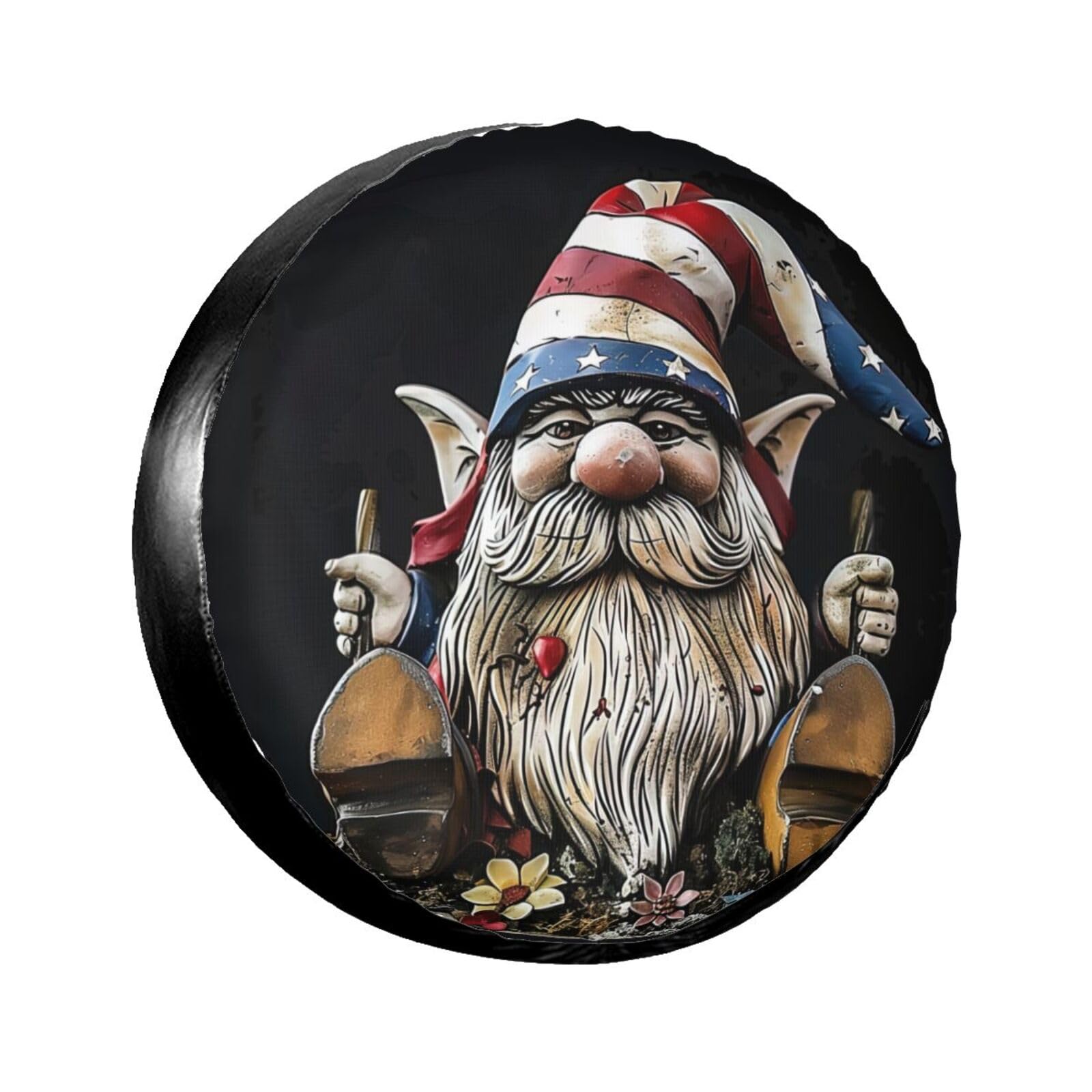 Reifencover GNOME Amerikanische Flagge Auto Reserverad Abdeckung Passend Auto-Ersatzreifenabdeckungen Wasserdicht Reifenschutzabdeckung Für Wohnmobile Geländewagen Anhänger 14 inch von Generic