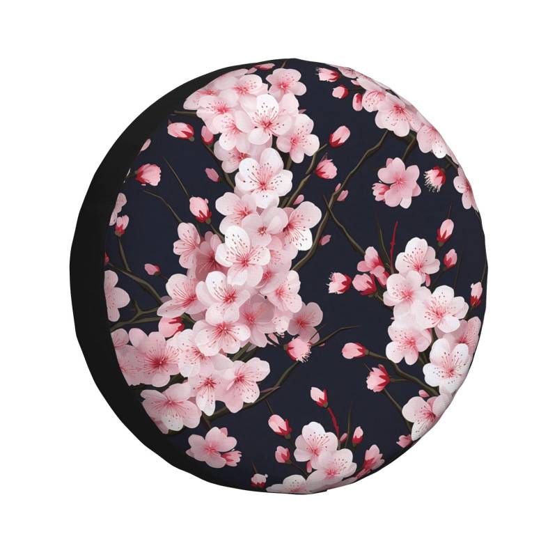 Reifencover Kirschblüte Japanische Blume Reserveradabdeckung Staubdicht Auto-Ersatzreifenabdeckungen Waschbar Auto Reserverad Abdeckung Für Anhänger Caravan Geländewagen 15 inch von Generic