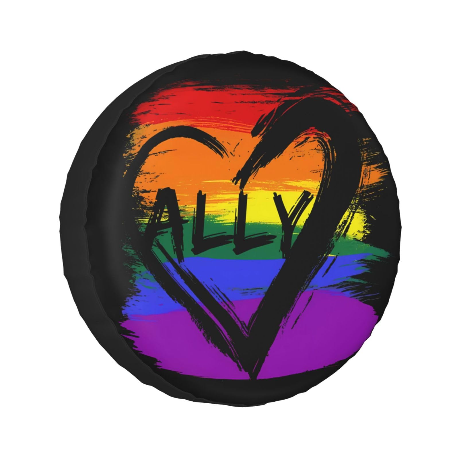 Reifencover LGBT Pride Regenbogen Gay Liebe Herz Verbündeter Aufbewahrungstasche Gedruckte Ersatzrad Abdeckung Personalisierte Reserverad Reifen Abeckung, Für Anhänger, SUV, 15in von Generic