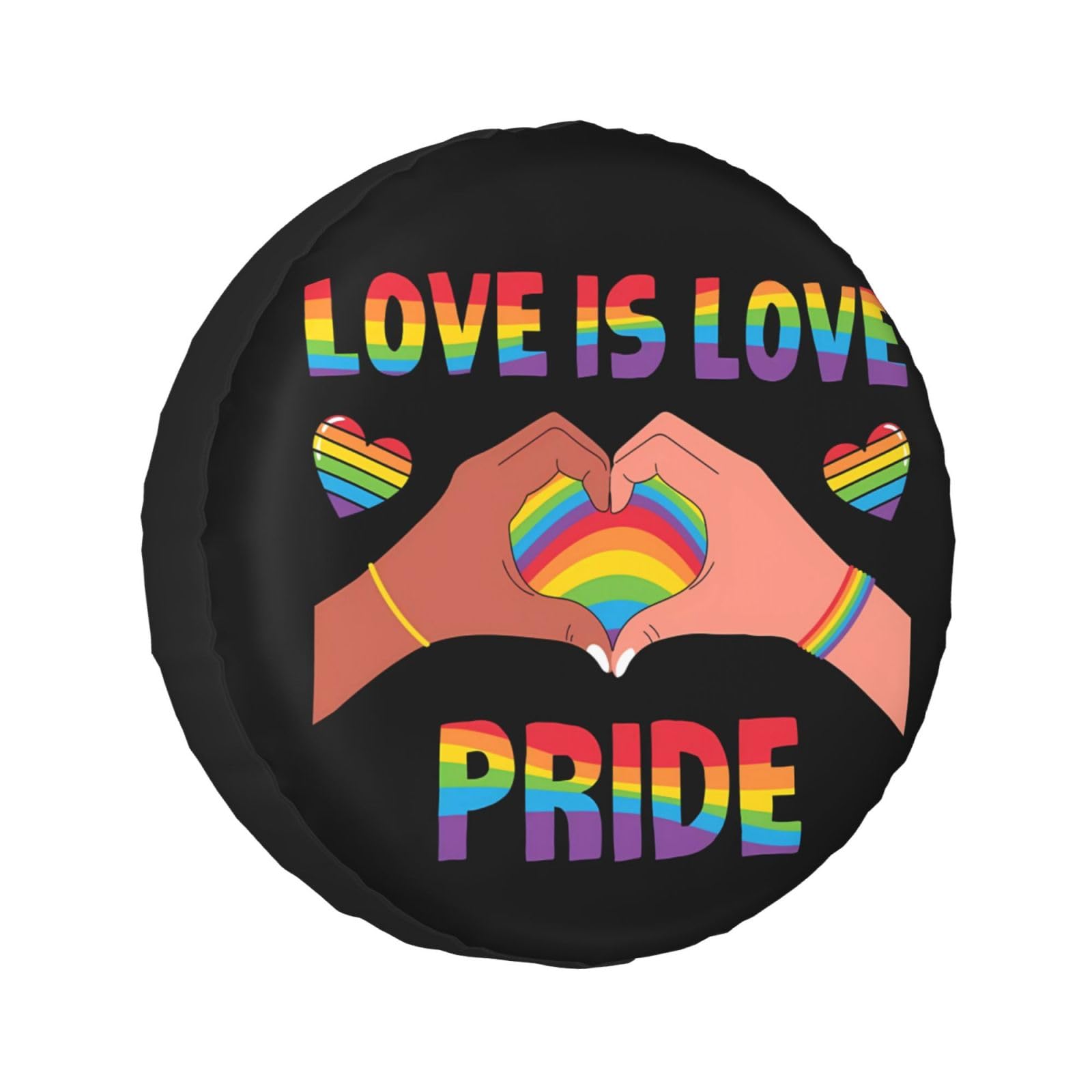 Reifencover LGBT Pride Regenbogen Gay Liebe Ist Liebe Die Reifencover Universale Radhülle wasserdichte Ersatzradabdeckung, Für Wohnmobile, SUV, 14in von Generic