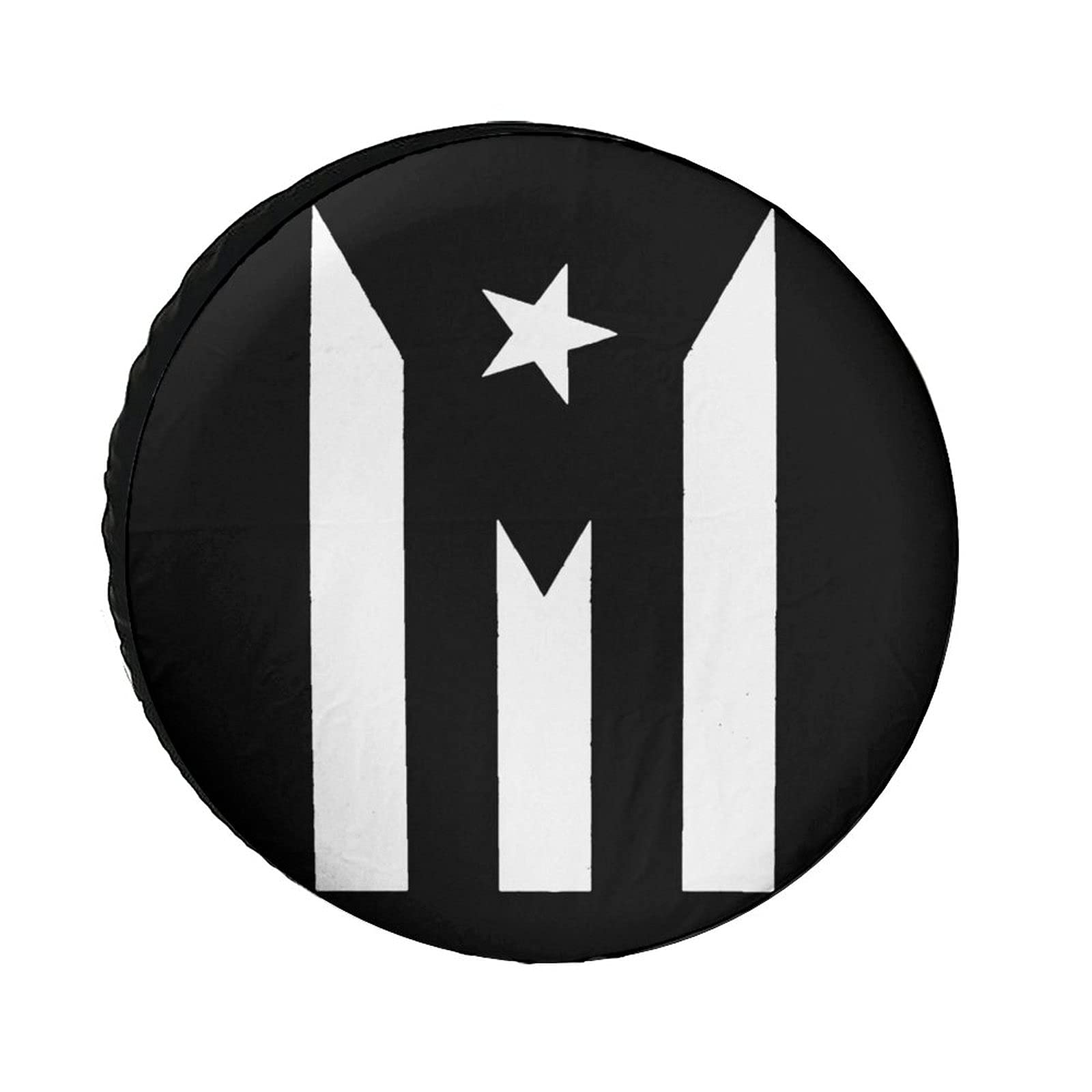 Reifencover Puerto Rico Schwarze Flagge Pride Druck Radreifenabdeckung Personalisierte Auto Ersatzreifen Abdeckung Universale Reserverad Reifen Abeckung, Für Auto, Wohnmobile, 15in von Generic