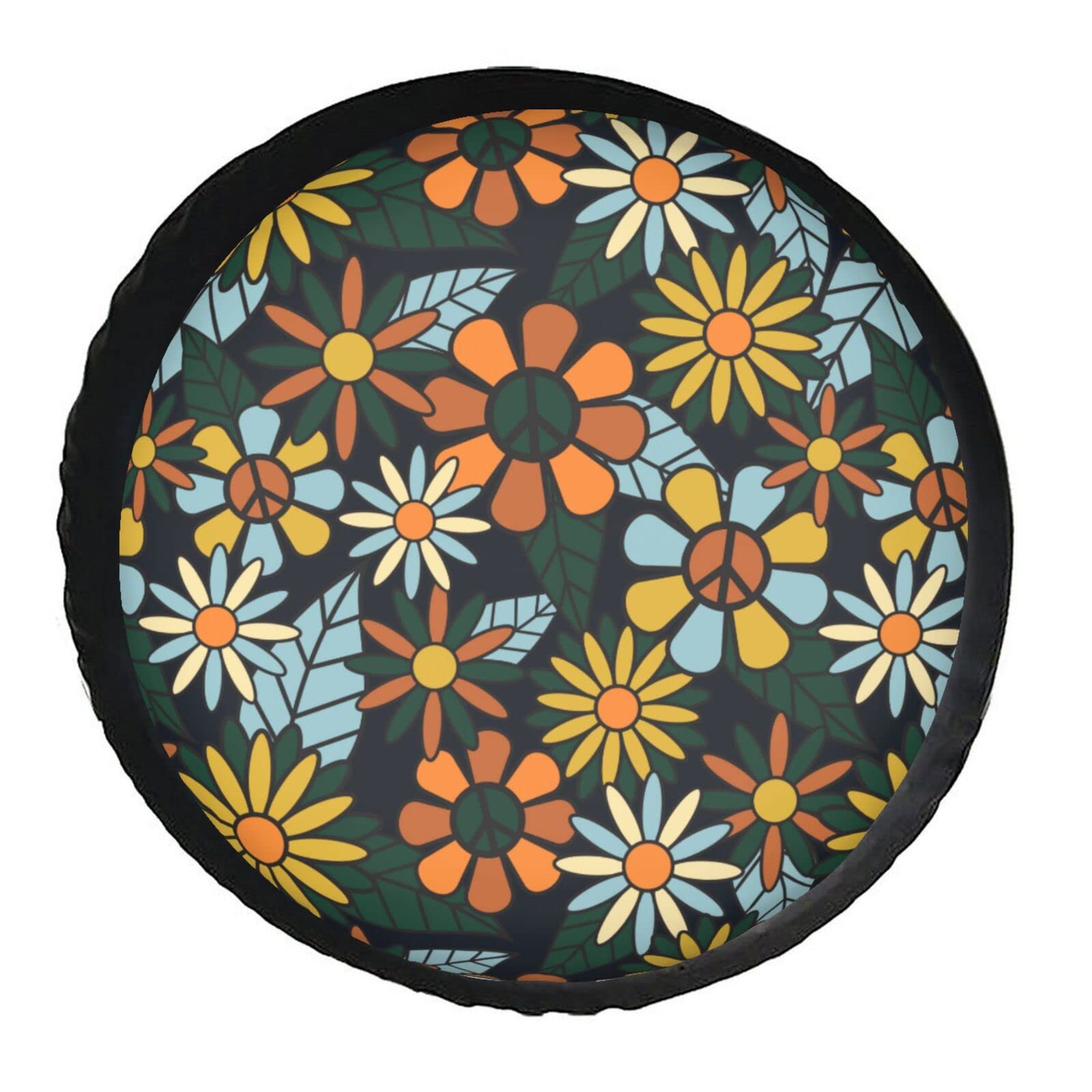 Reifencover Retro-Blumen-Muster Auto Reifenabdeckung Wasserdicht Ersatzradabdeckung Universal Reifenschutzabdeckung Für Truck 4 Saison Viele Fahrzeug 15 inch von Generic