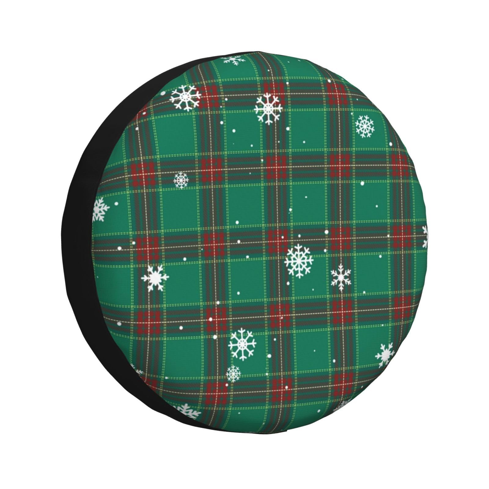 Reifencover Tartan Plaid Kariertes Weihnachtsplaid Mit Schneeflocke Aufbewahrungstasche Schutz Die Reifencover Schmutzfest Ersatzradabdeckung, Für Anhänger, SUV, 15in von Generic