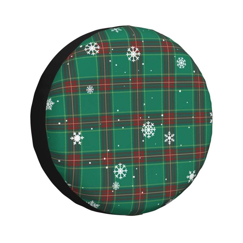 Reifencover Tartan Plaid Kariertes Weihnachtsplaid Mit Schneeflocke Aufbewahrungstasche Schutz Die Reifencover Schmutzfest Ersatzradabdeckung, Für Anhänger, SUV, 17in von Generic