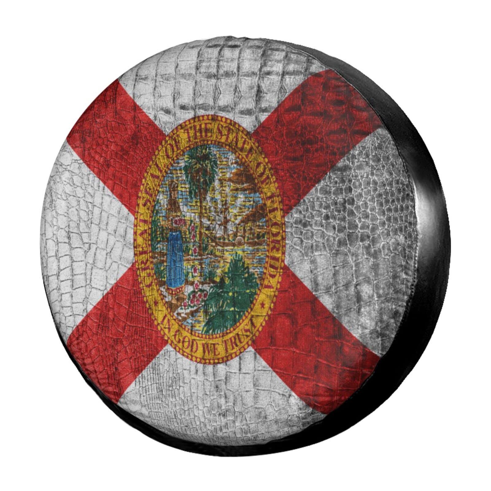 Reifenhülle Florida-Flagge Tire Cover Schmutzfest Reifenschutzabdeckung Universal Reifen-Aufbewahrungstasche Für Ersatzradreifen Viele Fahrzeug 4 Saison 17 inch von Generic