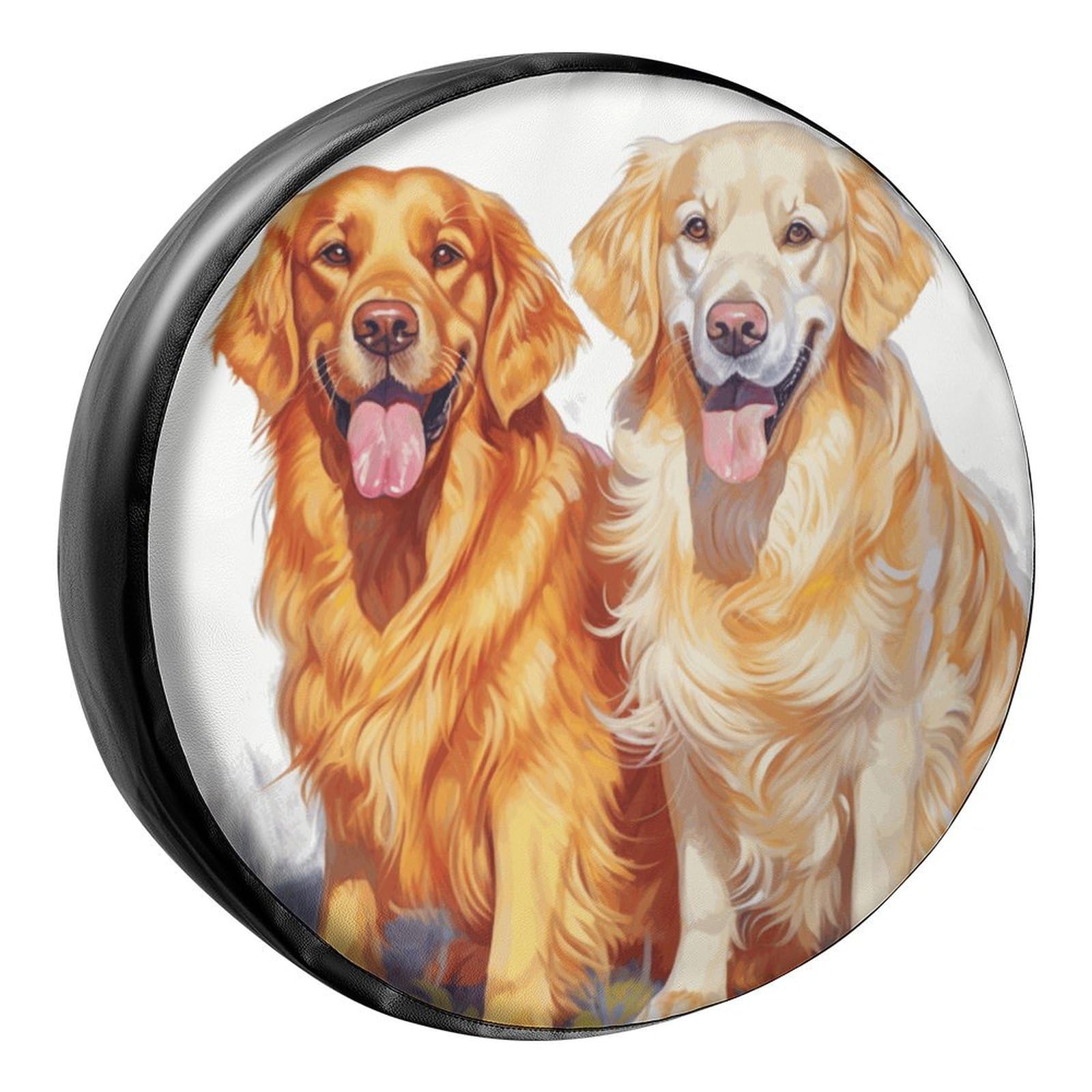 Reifenhülle Golden Retriever Hund Reifenabdeckung Uv-Schutz Autoreifen Schutzhülle Staubdicht Reifen Tasche Für Mpv Anhänger Caravan 14 inch von Generic