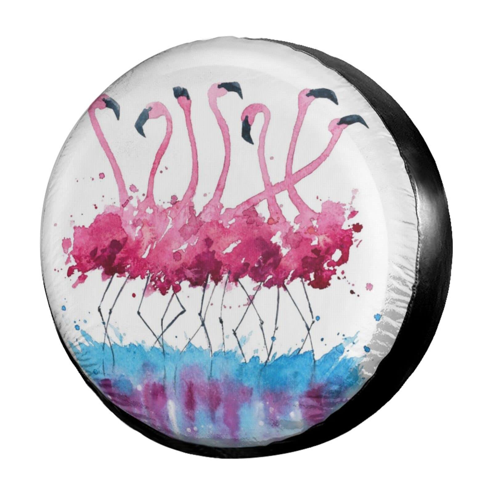 Reifenhülle Rosa Flamingos Aquarellmalerei Auto Reifenabdeckung Universal Reifenschutzabdeckung Passend Reifenabdeckung Für Ersatzradreifen Caravan Mpv 17 inch von Generic