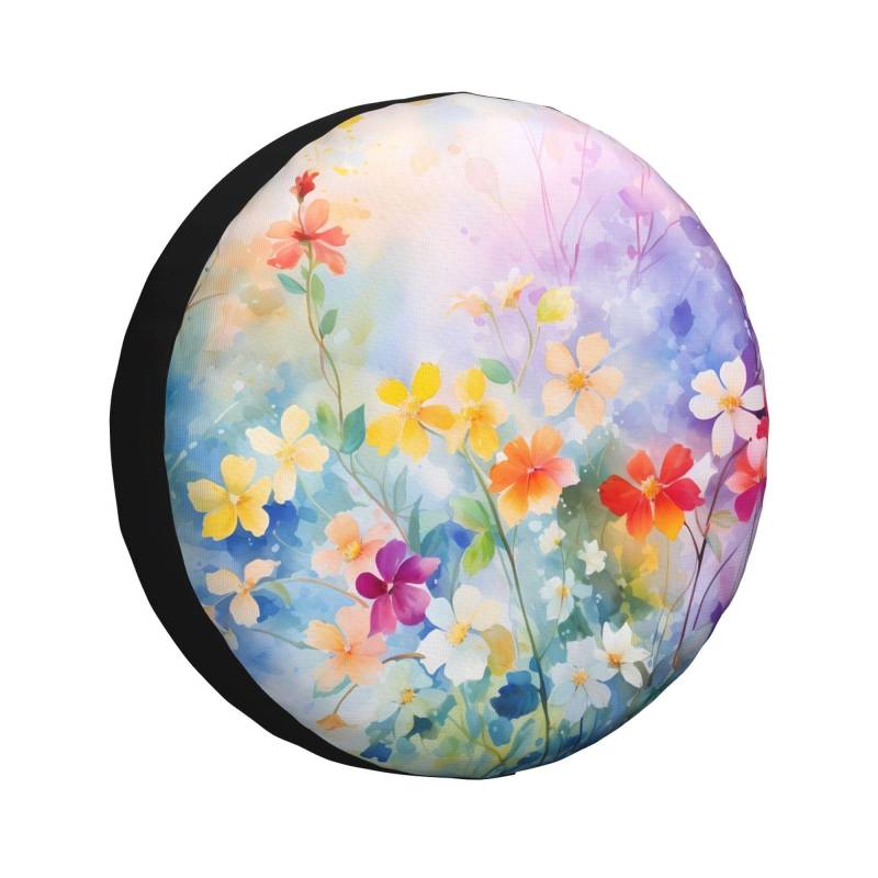 Reifenschutzabdeckung Blume Reifenabdeckung Prämie Ersatzradabdeckung Mit Kordelzug Spare Tire Cover Für Anhänger Geländewagen 4 Saison 14 inch von Generic