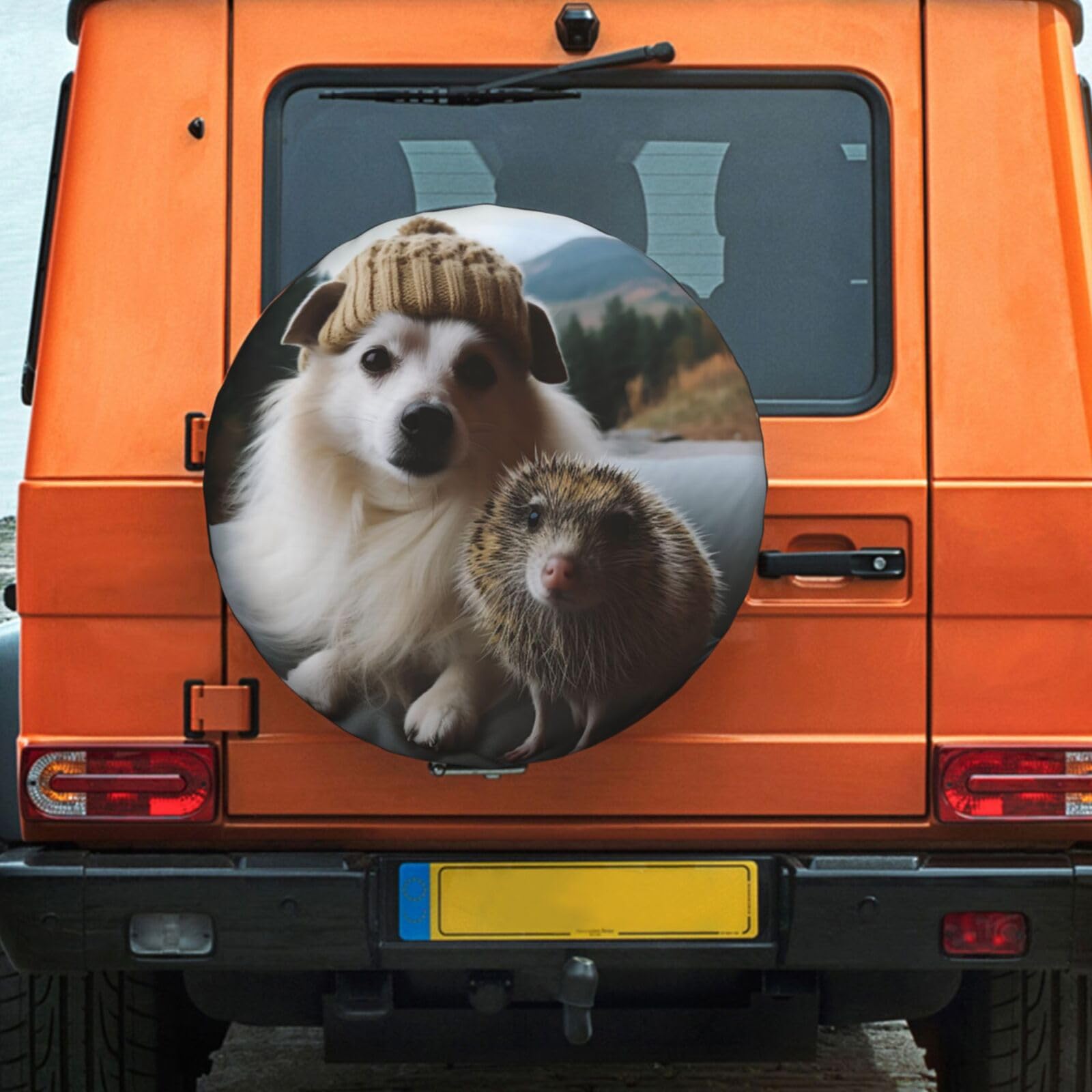 Reifentasche, Igel Und Hund Premium Reifenabdeckungen Wetterfest Reifenschutzhülle Für Fahrzeuge Trailer Truck 14 inch von Generic