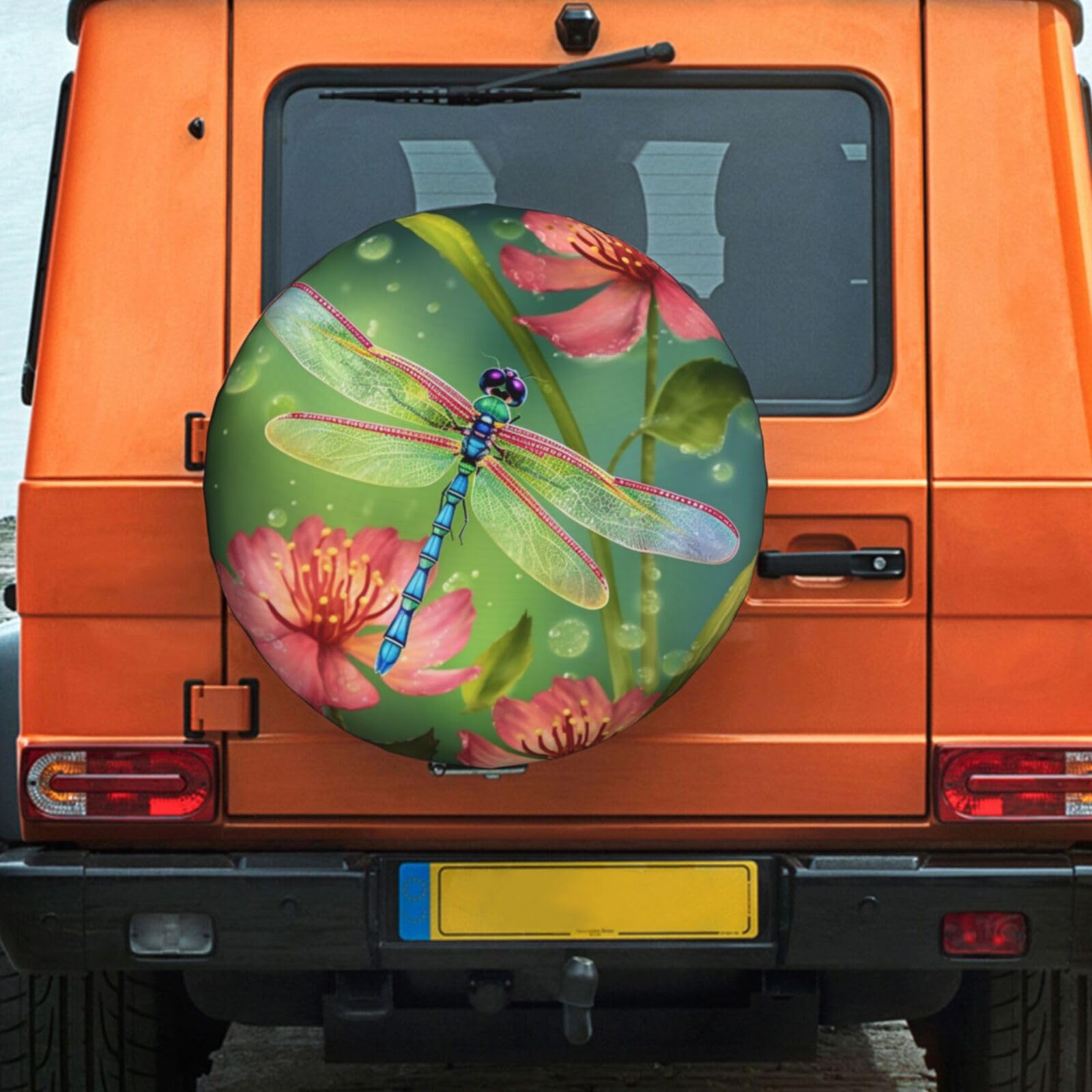 Reifentasche, Libellen Und Blumen Wasserdicht Autoreifen Premium Reifentaschen Für Fahrzeuge Trailer Truck 17 inch von Generic