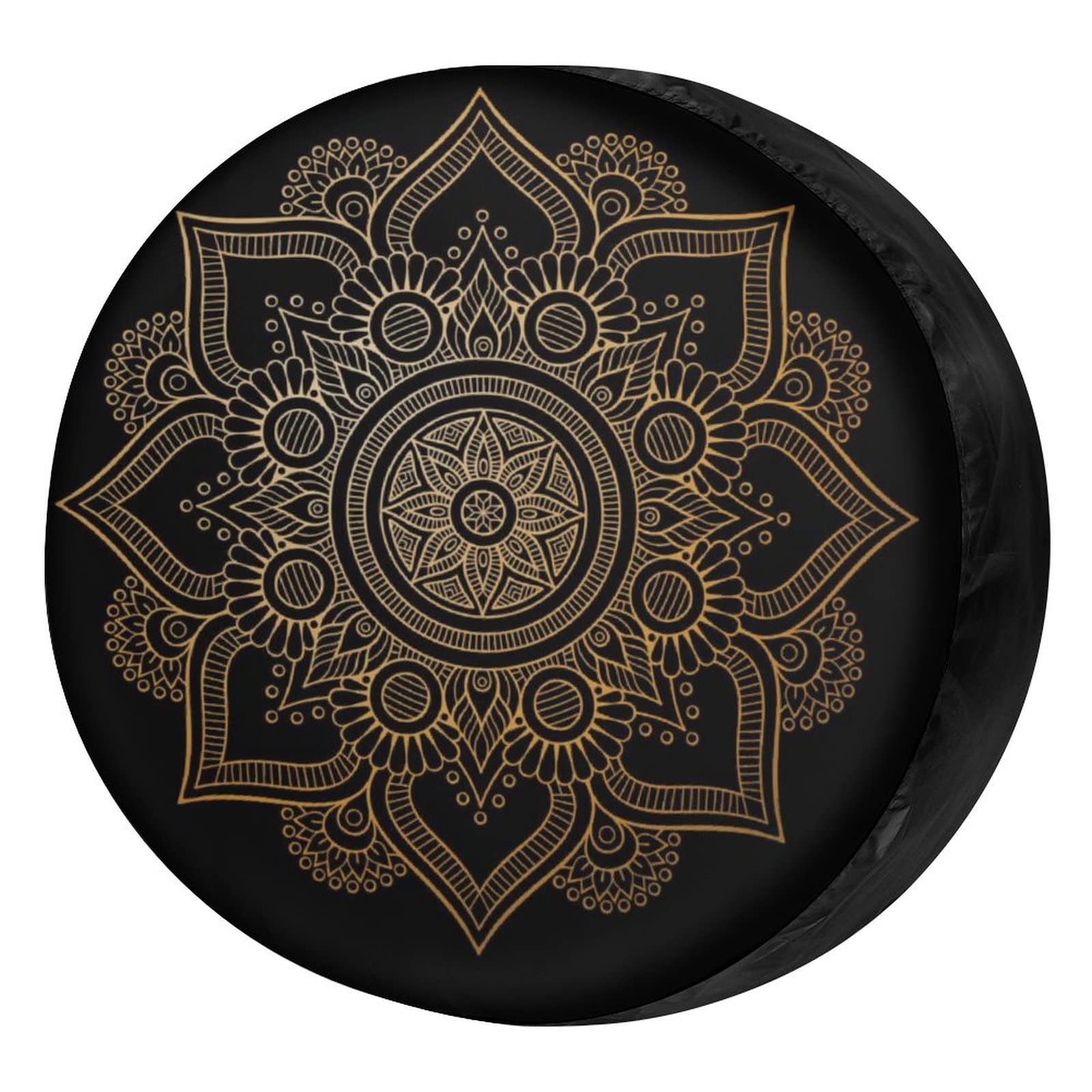 Reserveradabdeckung Gold Mandala Tire Cover Schmutzfest Reifenabdeckung Uv-Schutz Autoreifen Tasche Für Wohnmobile Anhänger Truck 17 inch von Generic