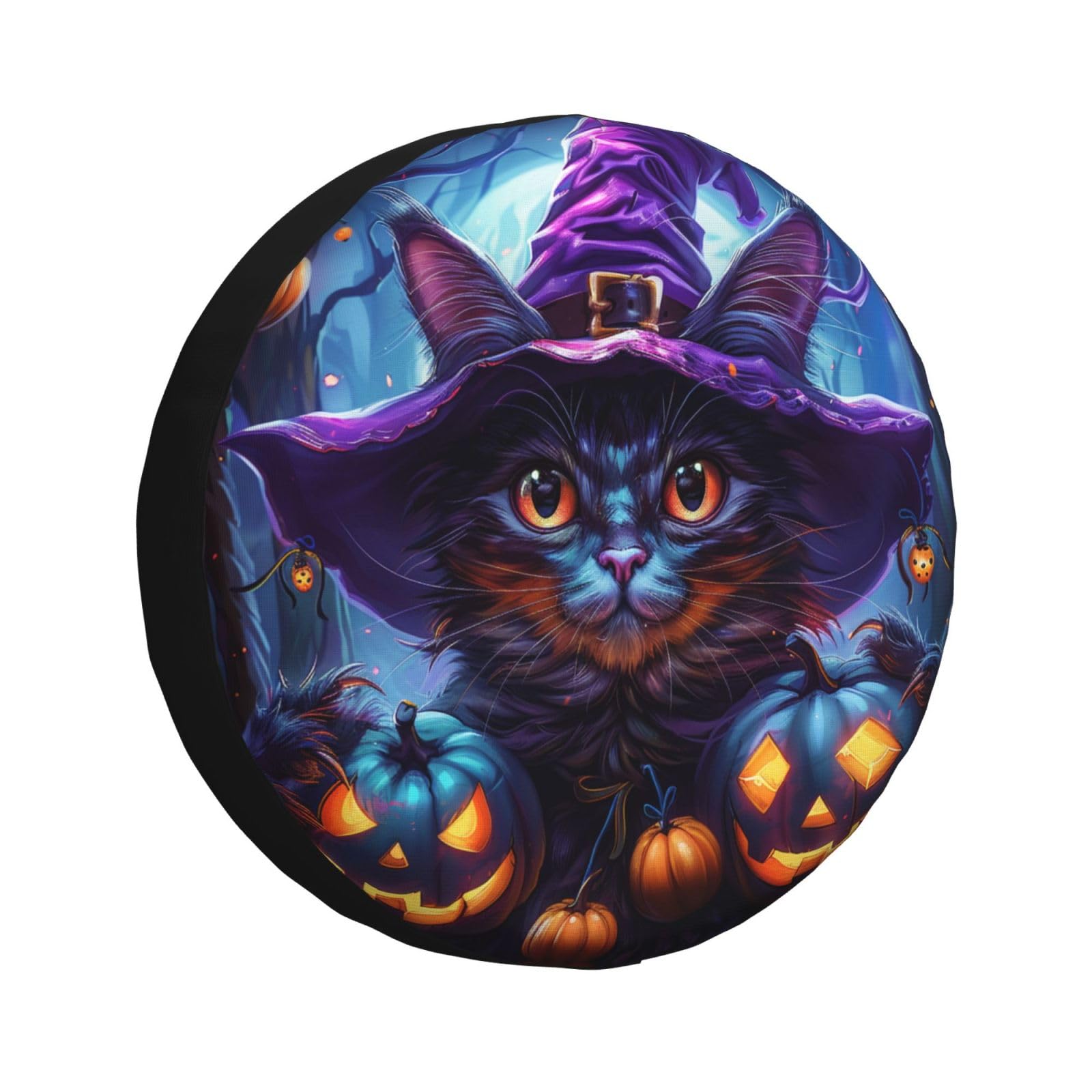 Reserveradabdeckung Halloween Hexe Katze Mit Pumpkin Radhülle Universale Reserverad Reifen Abeckung Schutz Ersatzrad Abdeckung, Für Wohnmobile, SUV, 14in von Generic