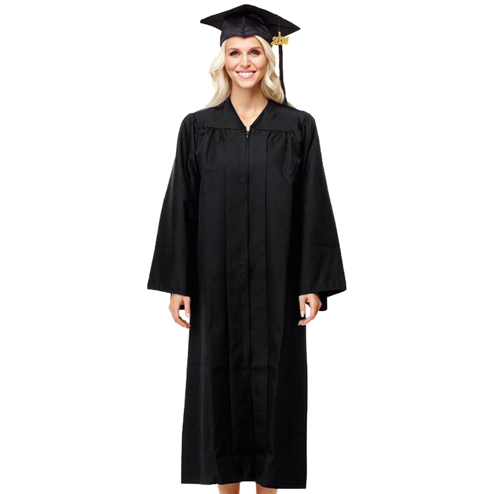 Richter-Kostüm-Robe – mattes Abschlusskleid, Mützen-Quasten-Set, mattes Absolventen-Outfit | Abschlusskleid-Set mit Mütze und Quaste, mattes Finish für Studenten, Abschlussset für Hochschulabsolvente von Generic